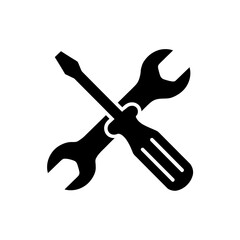 Wrench and screwdriver tools crossed icon symbol for service support