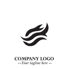 Obraz premium Elegant Black Wave Logo Symbol on a Clean White Background for Modern Minimalist Branding Design Art