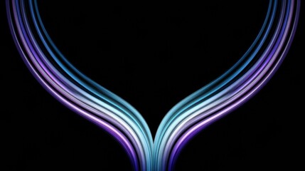 Colorful Abstract Neon Lines Create a Heart-Like Shape With a Central Blank Area on a Black Background