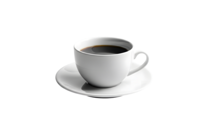 White coffee cup with saucer isolated on transparent background