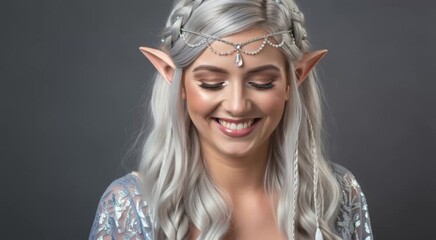 Elf Woman Blowing Magical Golden Dust in Enchanted Fantasy Scene - Powered by Adobe