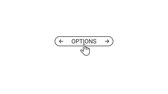 Cursor hand icon clicking on an options button with arrows on a white background image photo