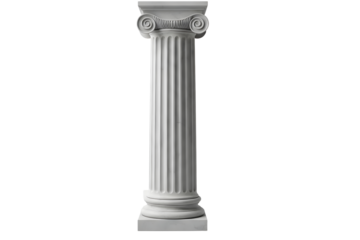 Ancient corinthian column isolated on transparent background, architectural element
