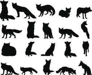 Fox Silhouettes Collection in Various Poses