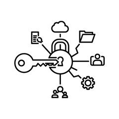 Secure data sharing with a key unlocking cloud, files, users, and settings for ultimate protection, empowering streamlined collaboration and safeguarding sensitive info