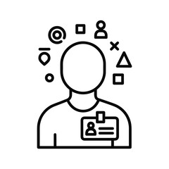 Modern avatar symbol with social media icons and badge, perfect for team pages and user profiles, promoting connectivity and identity in digital spaces