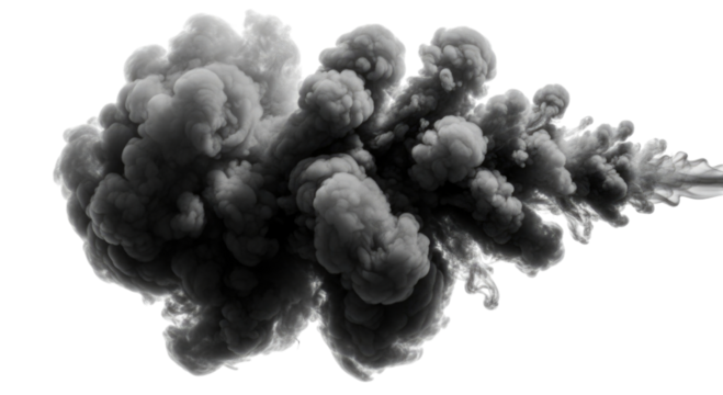 Abstract smoke cloud explosion transparent background cutout png - Powered by Adobe