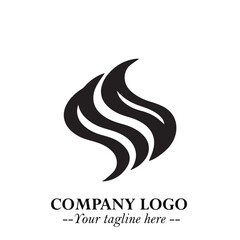 Obraz premium Elegant Black Wave Logo Symbol on a Clean White Background for Modern Minimalist Branding Design Art