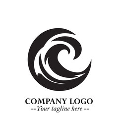 Elegant Black Wave Logo Symbol on a Clean White Background for Modern Minimalist Branding Design Art