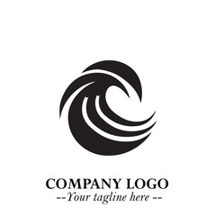 Elegant Black Wave Logo Symbol on a Clean White Background for Modern Minimalist Branding Design Art