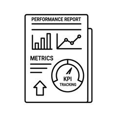 Performance report icon with charts, metrics, and kpi tracking