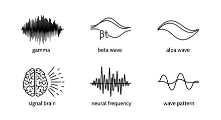 Detailed graphical representations of brain waves and neural signals for scientific data interpretation