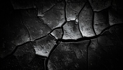 Abstract dark cracked earth texture symbolizing environmental issues or personal struggles in a high resolution background.