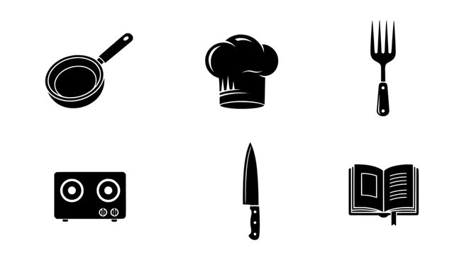 Culinary Delights Vector Icons of Cooking Utensils and Recipe Essentials for Chefs
