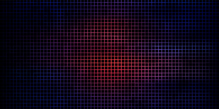 A vibrant digital pixel pattern featuring a seamless blend of pink and blue hues. the boxy elements create an abstract, geometric landscape.