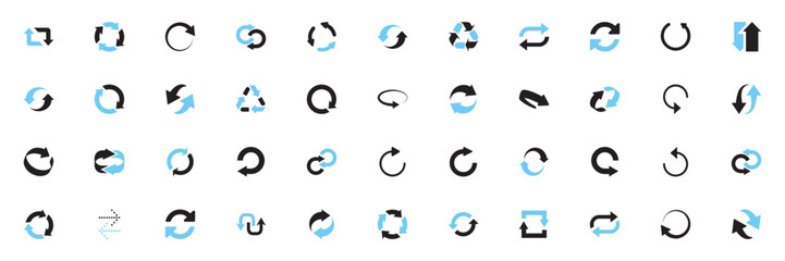 Circular reload and refresh arrows for loop and update icons.