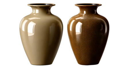 Elegant earth tone vases for classic home decor, bringing natural beauty indoors today on transparent background