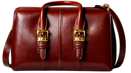 Sophisticated leather briefcase, perfect for professionals needing stylish organization on transparent background