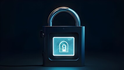 Digital security padlock with glowing keyhole icon on dark background, representing data protection and cybersecurity
