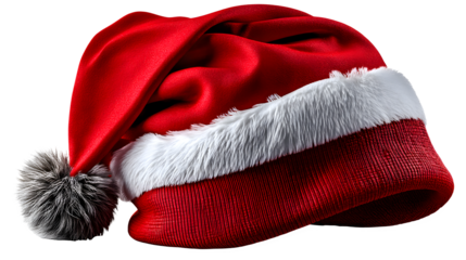 Get festive with this bright Santa hat for holiday cheer and Christmas magic season vibes on transparent background