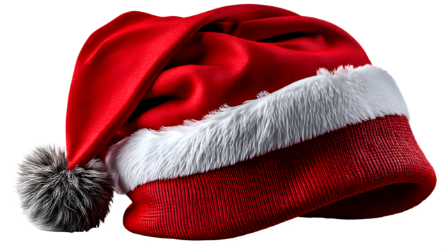Get festive with this bright Santa hat for holiday cheer and Christmas magic season vibes on transparent background