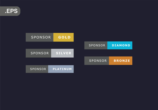 Sponsor Level Buttons Vector Set &ndash; Gold Silver Bronze Platinum Diamond Labels EPS