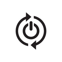 Power Button with Circular Arrow Icon for Restart and Refresh Concept
