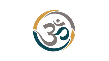 Obraz premium A detailed illustration of the Om symbol, a sacred sound and spiritual icon, within a circular design.