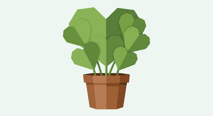 Obraz premium Stylized Potted Plant Illustration Fresh Foliage, Indoor Gardening, and Green Growth