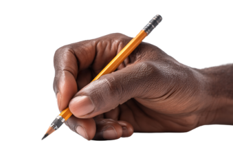 Hand Holding a Pencil for Writing isolated on transparent background