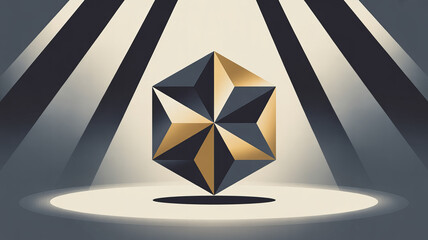 Striking geometric star emblem shines with golden allure, perfect for luxury brand identity and elegant design projects needing a sophisticated, modern touch