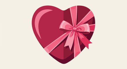 A Heart-Shaped Gift Box with a Pink Ribbon Bow, Perfect for Romantic Occasions