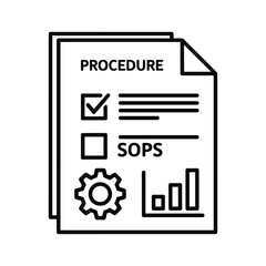 Outline of a business procedure document with checklist and graph icon