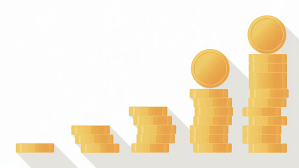 Visualize financial growth and success with ascending stacks of gold coins, perfect for illustrating investment returns, savings goals, and business profits