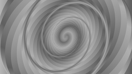 An abstract gray spiral background featuring smooth layered curves that create a soft vortex effect. The design has a modern, minimalistic look suitable for use in graphic design, wallpaper.
