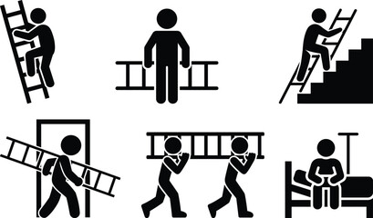 Stick figures with ladders, depicting progress and teamwork tasks