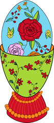 Blue Floral Easter Egg in a Decorative Egg Holder