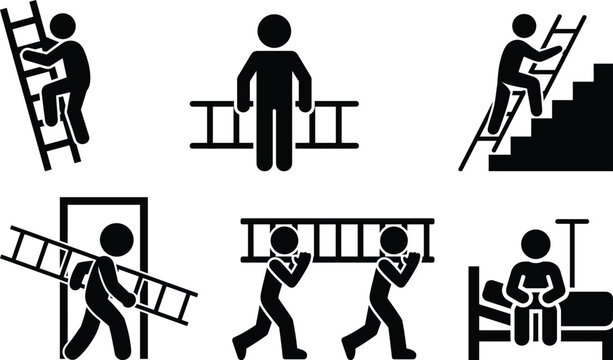 Stick figures with ladders, depicting progress and teamwork tasks