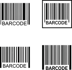 Collection of four barcode illustrations on white background including standard and framed designs suitable for retail inventory and identification systems
