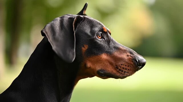 Majestic Doberman Pinscher Profile Shots Against Tranquil Natural Backdrops Showcase