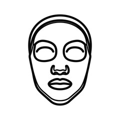 Outline icon of a persons face wearing a cosmetic beauty mask isolated on