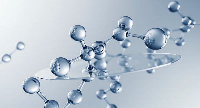 Molecular Structure Visualization on Transparent Surface Abstract Scientific Concept