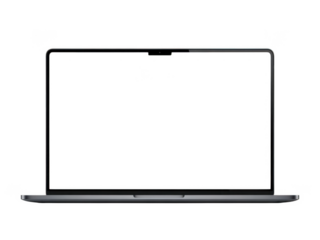 Sleek modern laptop with dark screen and reflective accents transparent background