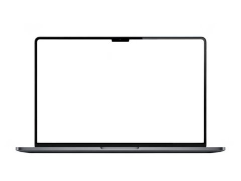 Sleek modern laptop with dark screen and reflective accents transparent background