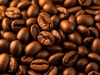 Naklejka premium Close Up of Dark Roasted Coffee Beans on Black Background