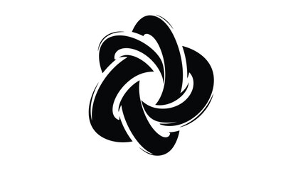 Black Abstract Intertwined Loop Design on White Background vector illustration