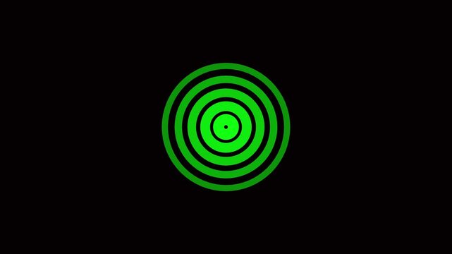 green Abstract Futuristic Digital Circle Radio Waves Signal, Location Tracking Map, Military Target, Heartbeat Pulse Diffusion Technology Animation.
