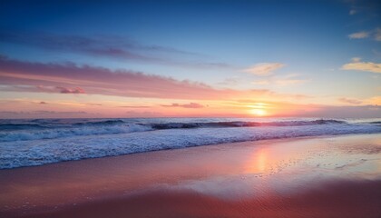 Fototapeta premium Pastel Sunset Over Tranquil Ocean Beach