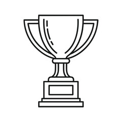 Simple line art icon of a classic trophy cup isolated on for award or achievement concept