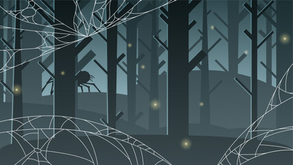 Spider Web On Dark Background Halloween Design Elements Spooky Scary Horror Decor Vector